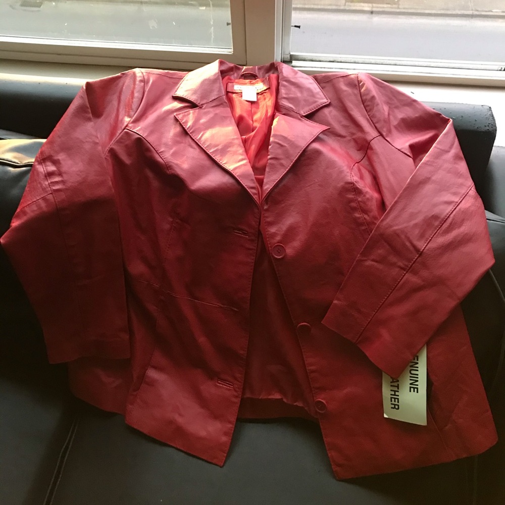 Jessica London Genuine Leather Jacket, Size 14